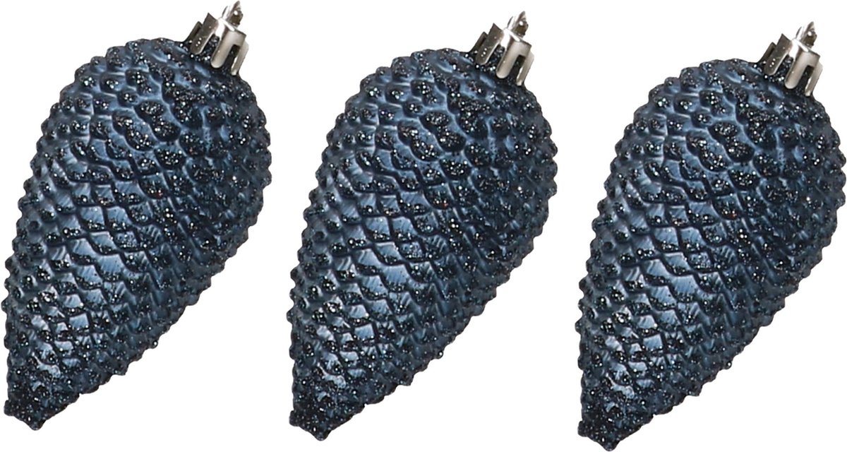 Dennenappels Glitter (8cm) Multi 6 Stuks Night Blue