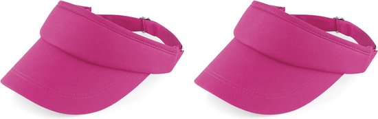 2x casquette pare-soleil sportive rose fuchsia pour adultes - Visières pare-soleil roses réglables en coton