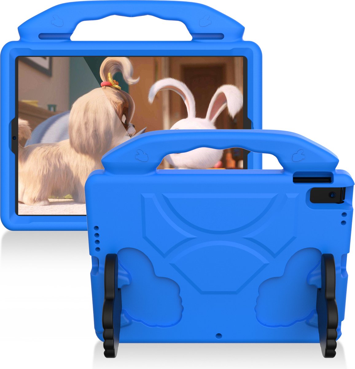 Tablet hoes geschikt voor iPad 10.2 (2019/2020/2021) - Schokbestendige case met handvat - Thumbs Kids Cover - Blauw