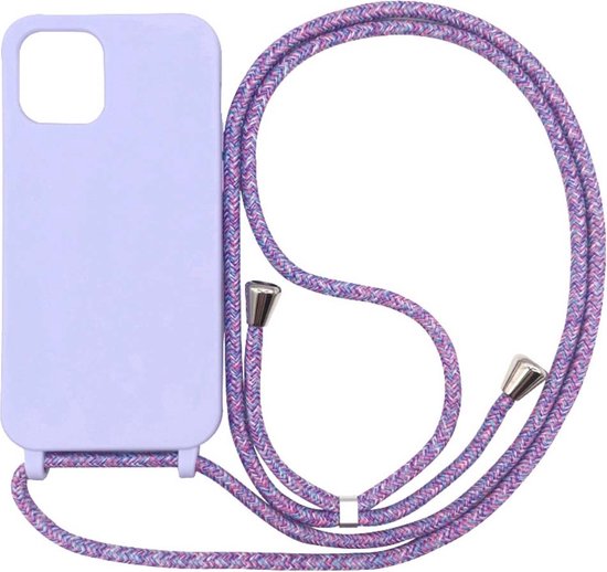 Smartphonica iPhone 12 Mini hoesje met koord - Paars / TPU / Back Cover geschikt voor Apple iPhone 12 Mini