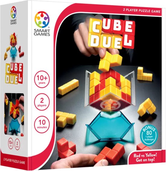 SmartGames Cube Duel - Strategisch 3D Blokkenspel - 80 Educatieve Uitdagingen - Solospel & 2 Spelers - Vanaf 10 Jaar