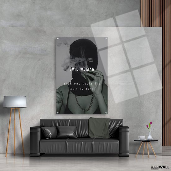 Luxe Plexiglas Schilderij Evil Woman | 40x60 | Woonkamer | Slaapkamer | Kantoor | Muziek | Design | Art | Modern | ** 5MM DIK**