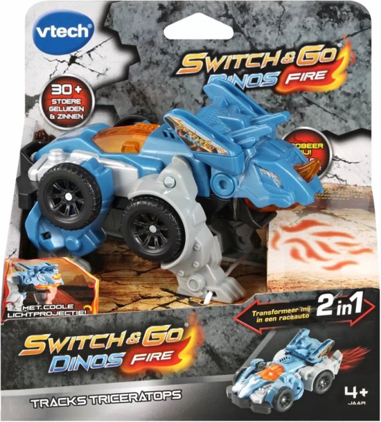 VTech Switch & Go Dino's - Fire Tracks de Triceratops - Kinder Speelgoed Dinosaurus - Interactief Robot Speelfiguur - Vanaf 4 Jaar en ouder - VTech