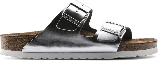 Birkenstock Arizona Dames Slippers Metallic Silver Regular-fit | Zilver |  Leer | Maat | bol.com