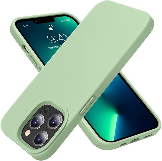 Mobiq - Liquid Silicone Case iPhone 13 Mini - mint groen