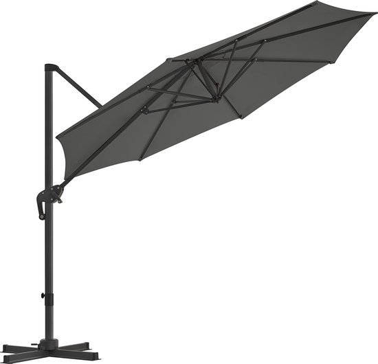 Zweefparasol Antraciet Alu 330cm UV-bescherming 80
