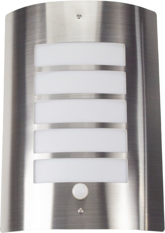 LED Wandlamp RVS met sensor | E27 fitting | IP44 | bol.com