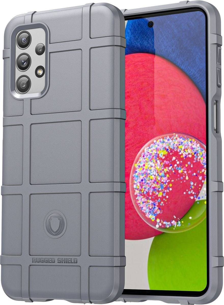 Mobigear Hoesje geschikt voor Samsung Galaxy A23 Telefoonhoesje Flexibel TPU | Mobigear Rugged Shield Backcover Shockproof | Schokbestendig Galaxy A23 Telefoonhoesje | Anti Shock Proof - Grijs
