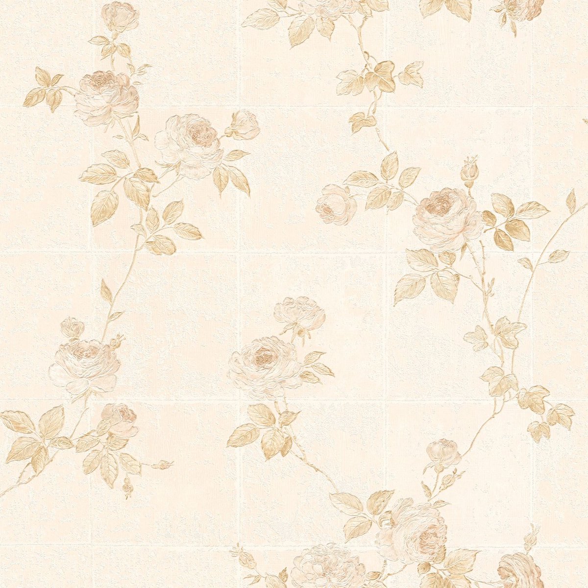 Bloemen behang Profhome 345012-GU vliesbehang licht gestructureerd met bloemen patroon mat bronzen beige crèmewit 5,33 m2