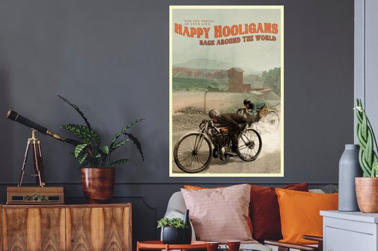 Muurstickers - Sticker Folie - Mancave - Motor - Vintage - Quote - 80x120 cm - Plakfolie - Muurstickers Kinderkamer - Zelfklevend Behang - Zelfklevend behangpapier - Stickerfolie