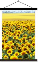 Posterhanger incl. Poster 60x90 cm - Schoolplaat - Zonnebloem - Bloemen - Natuur - Textielposter - Zwarte latten