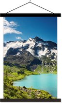 Posterhanger incl. Poster 40x60 cm - Schoolplaat - Sneeuw - Berg - Water - Textielposter - Zwarte latten