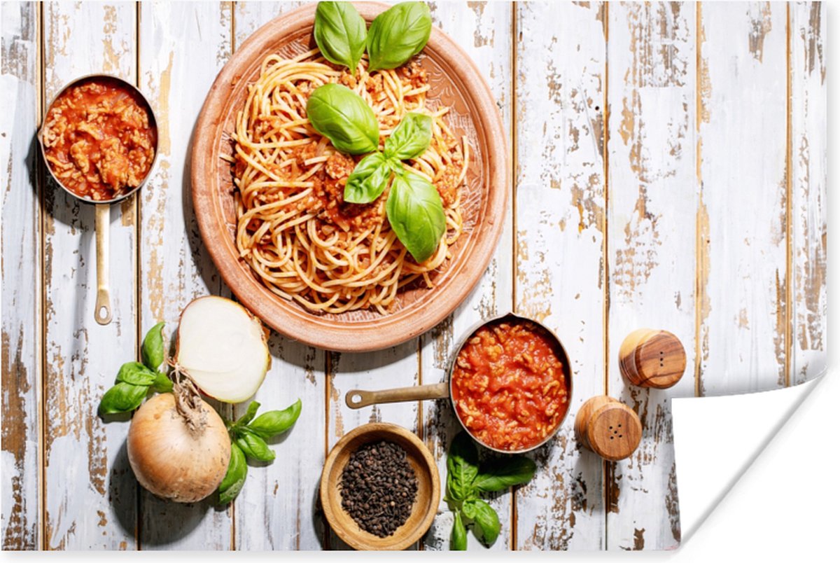 Poster Pasta - Basilicum - Groente - 60x40 cm