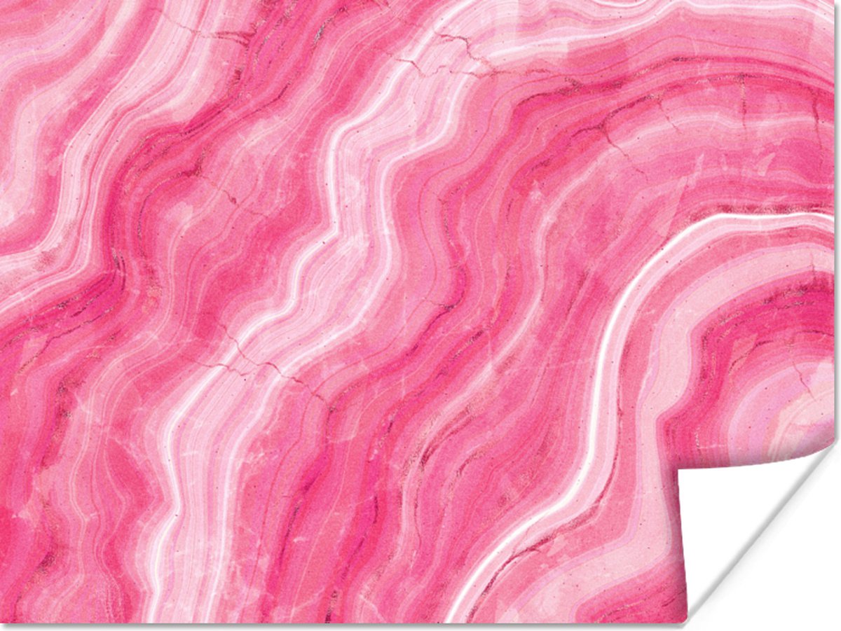 Poster Agaat geode - Roze - Kristal - Geode - 40x30 cm