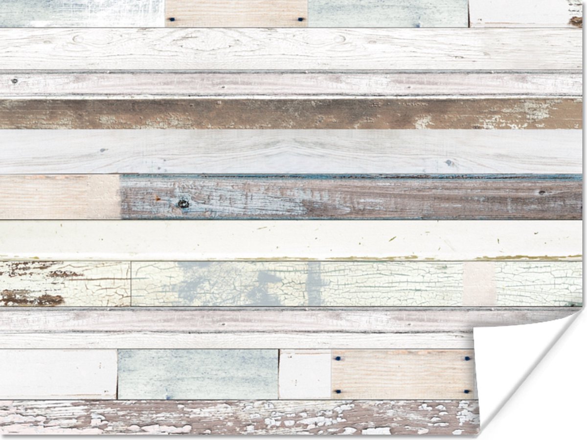 Poster Hout - Planken - Wit - 160x120 cm XXL
