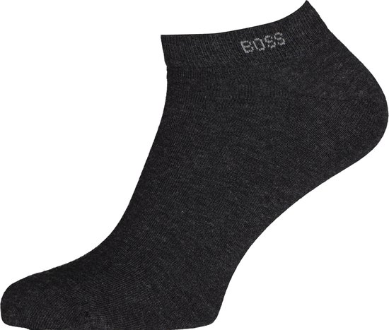 BOSS enkelsokken (2-pack) - heren sneaker sokken katoen - antraciet grijs - Maat: