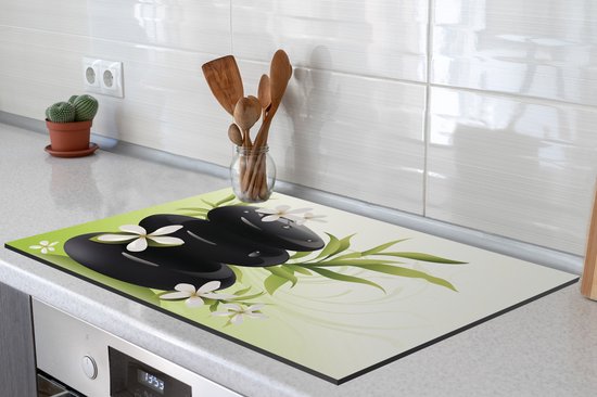 KitchenYeah® Inductie beschermer 78x52 cm - Opgestapelde zen stenen - Kookplaataccessoires - Afdekplaat voor kookplaat - Inductiebeschermer - Inductiemat - Inductieplaat mat