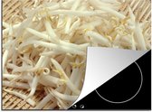 KitchenYeah® Inductie beschermer 75x52 cm - Hoopje taugé op een gevlochten ondergrond - Kookplaataccessoires - Afdekplaat voor kookplaat - Inductiebeschermer - Inductiemat - Inductieplaat mat