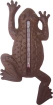 Buiten thermometer van gietijzer in kikker vorm bruin 24 cm tuindecoratie - Buitenthermometers