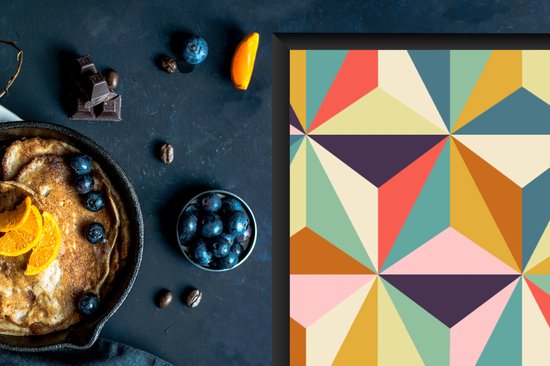 KitchenYeah® Inductie beschermer 70x52 cm - Retro - Regenboog - 3D - Geometrie - Driehoek - Kookplaataccessoires - Afdekplaat voor kookplaat - Inductiebeschermer - Inductiemat - Inductieplaat mat