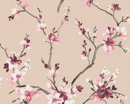 JAPANSE KERSENBLOESEM "SAKURA" BEHANG | Aziatisch - roze grijs beige paars  wit - A.S.... | bol.com
