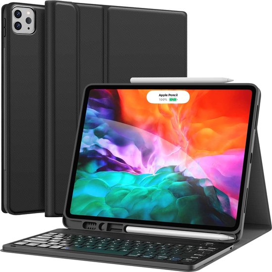 Foto: Hoes geschikt voor ipad pro 11 2018 keyboard hoes zwart hoes geschikt voor ipad 11 inch hoes met penhouder hoes geschikt voor ipad 11 inch hoes smart book case hoes geschikt voor ipad keyboard case