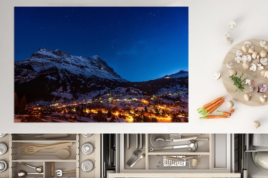 KitchenYeah® Inductie beschermer 76x51.5 cm - Nacht in Grindelwald - Kookplaataccessoires - Afdekplaat voor kookplaat - Inductiebeschermer - Inductiemat - Inductieplaat mat
