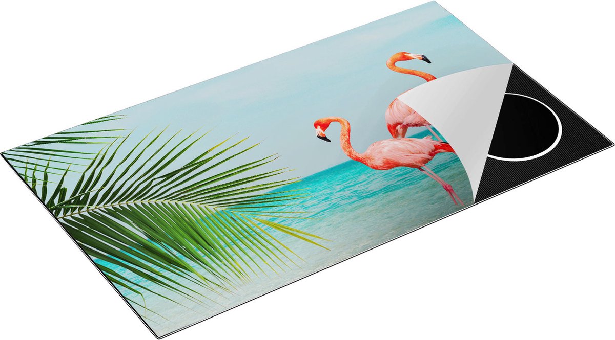 Chefcare Inductie Beschermer Twee Flamingo's in het Water - 90x55 cm - Afdekplaat Inductie - Kookplaat Beschermer - Inductie Mat