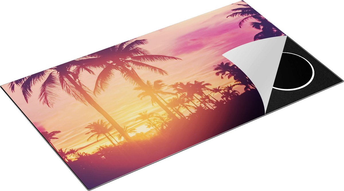 Chefcare Inductie Beschermer Tropische Palmbomen met Zonsondergang - 89,6x51,6 cm - Afdekplaat Inductie - Kookplaat Beschermer - Inductie Mat