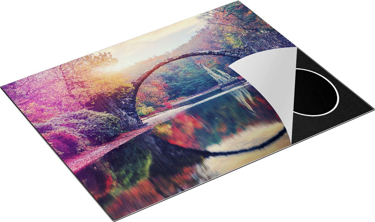 Chefcare Inductie Beschermer Rakotz Brug in Duitsland in de Herfst - 77x59 cm - Afdekplaat Inductie - Kookplaat Beschermer - Inductie Mat