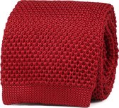 Suitable - Knitted Stropdas Rood TK-04 - Luxe heren das van 100% Polyester - Effen