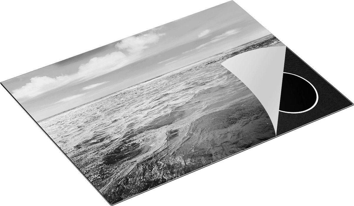 Chefcare Inductie Beschermer Blauwe Caribische Zee Water - Zwart Wit - 70x50 cm - Afdekplaat Inductie - Kookplaat Beschermer - Inductie Mat