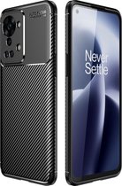 Mobigear Hoesje geschikt voor OnePlus Nord 2T 5G Telefoonhoesje Flexibel TPU | Mobigear Racing Backcover | Nord 2T 5G Case | Back Cover - Zwart
