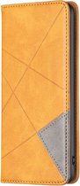Mobigear Telefoonhoesje geschikt voor Motorola Moto G71 5G Hoesje | Mobigear Rhombus Slim Bookcase | Pasjeshouder voor 2 Pasjes | Telefoonhoesje voor Pinpas / OV Kaart / Rijbewijs - Cognac