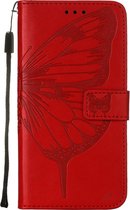 Mobigear Telefoonhoesje geschikt voor Sony Xperia 10 IV Hoesje | Mobigear Butterfly Bookcase Portemonnee | Pasjeshouder voor 2 Pasjes | Telefoonhoesje voor Pinpas / OV Kaart / Rijbewijs - Rood