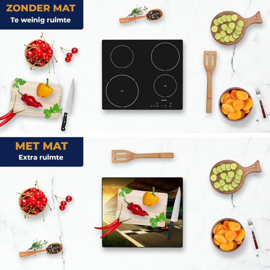 Chefcare Inductie Beschermer Formule 1 Auto bij de Finish in het Rood - 60x55 cm - Afdekplaat Inductie - Kookplaat Beschermer - Inductie Mat