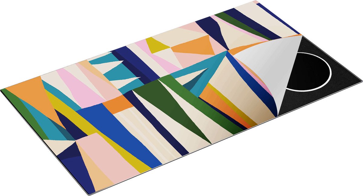 Chefcare Inductie Beschermer Abstracte Kleurrijke Kunst - Driehoeken - 95x50 cm - Afdekplaat Inductie - Kookplaat Beschermer - Inductie Mat