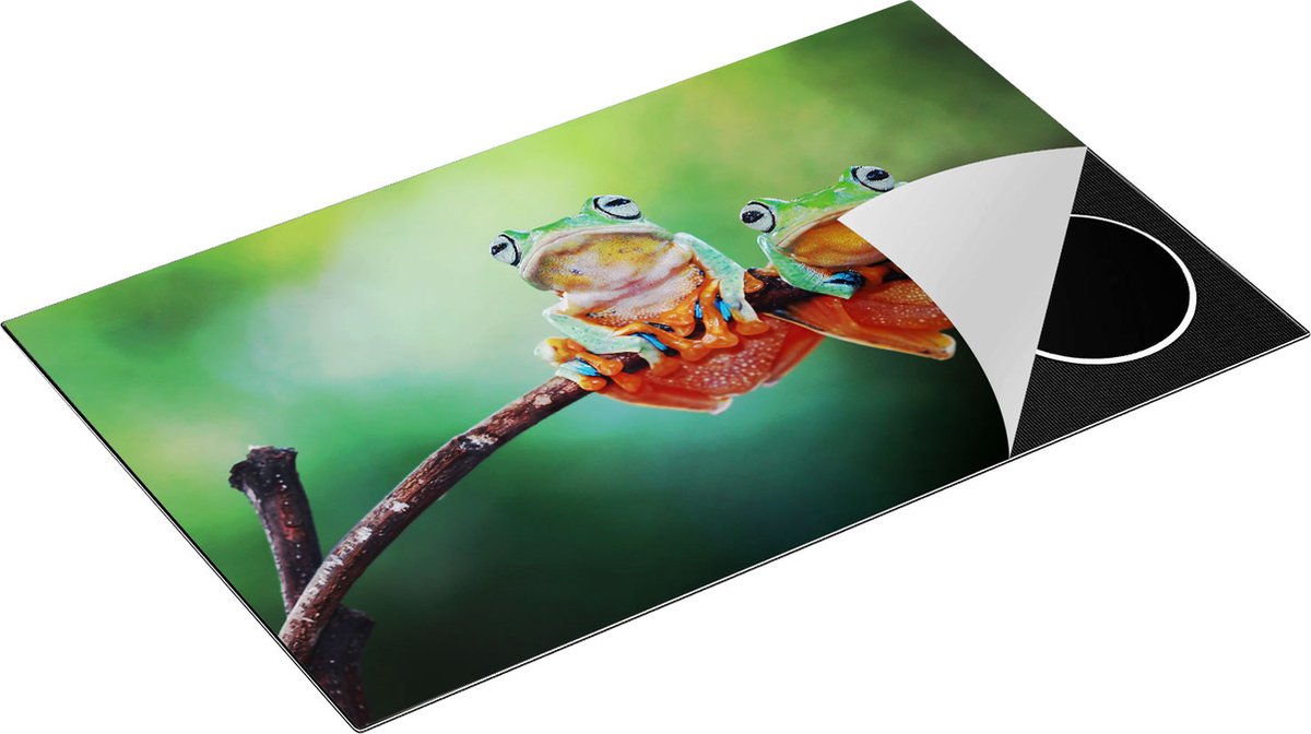 Chefcare Inductie Beschermer Twee Boomkikkers op een Tak - 85x50 cm - Afdekplaat Inductie - Kookplaat Beschermer - Inductie Mat