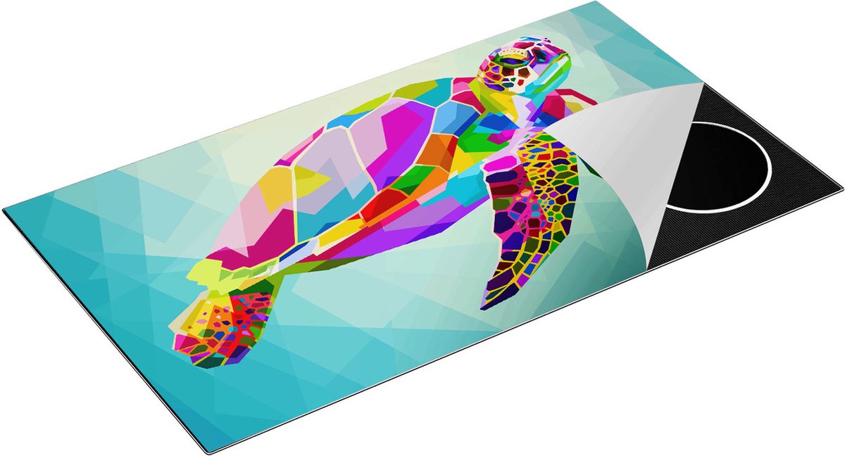 Chefcare Inductie Beschermer Kleurrijke Schildpad in het Water - 95x55 cm - Afdekplaat Inductie - Kookplaat Beschermer - Inductie Mat
