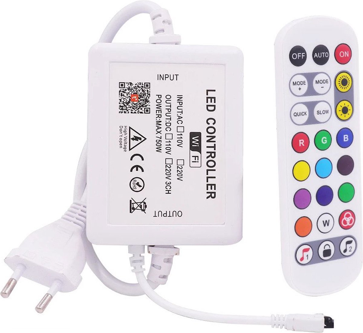 Wi-Fi en IR 24Knops Afstandsbediening voor RGB LED strip 220V