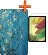 Hoes Geschikt voor Samsung Galaxy Tab S6 Lite Hoes Tri-fold Tablet Hoesje Case Met Screenprotector - Hoesje Geschikt voor Samsung Tab S6 Lite Hoesje Hardcover Bookcase - Bloesem.