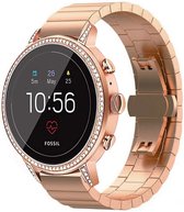 Strap-it Luxe metalen bandje - geschikt voor Fossil Gen 5e - 42mm / Gen 6 - 42mm - Huawei Watch GT 4 - 41mm - ScanWatch 2 - 38mm / ScanWatch Light / Steel HR - 36mm - Rosé goud