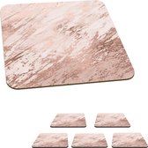 Onderzetters voor glazen - Marmer print - Rosé - Onderleggers - Luxe onderzetters - 10x10 cm - 6 stuks