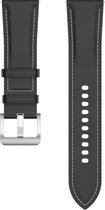 Leren bandje - geschikt voor Huawei Watch GT / GT Runner / GT2 46 mm / GT 2E / GT 3 46 mm / GT 3 Pro 46 mm / GT 4 46 mm / Watch 3 / Watch 3 Pro / Watch 4 / Watch 4 Pro - zwart