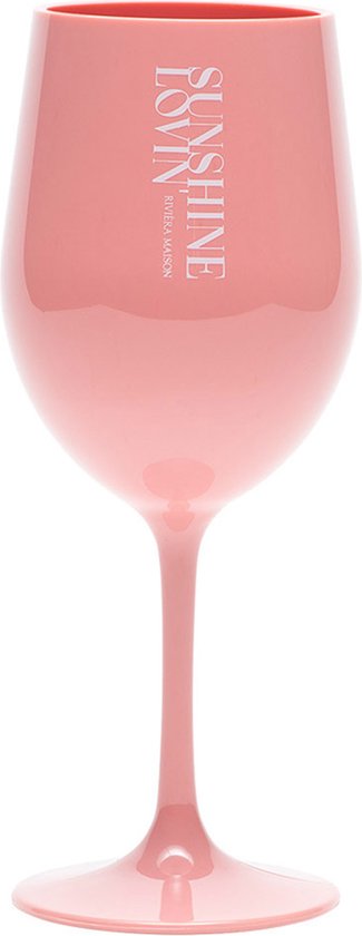 Riviera Maison Wijnglazen - Sunshine Loving Wine Glass - Roze - 1 Wijnglas
