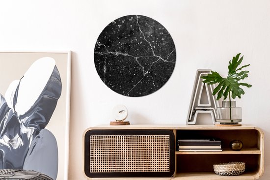 Cercle mural - Plastique - Marbre - Zwart - Wit - ⌀ 60 cm