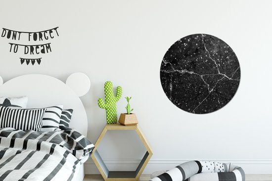 Cercle mural - Plastique - Marbre - Zwart - Wit - ⌀ 60 cm