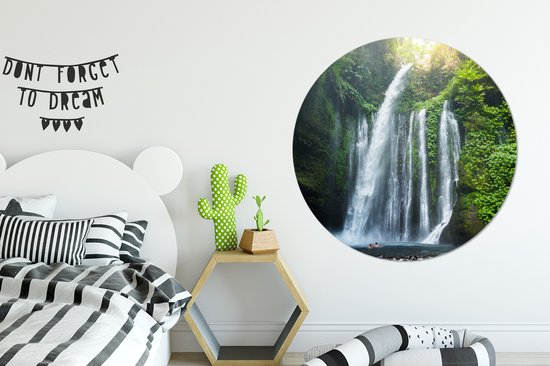 Cascade sur Lombok en Indonésie Assiette en plastique cercle mural ⌀ 120 cm - impression photo sur cercle mural / cercle vivant (décoration murale)
