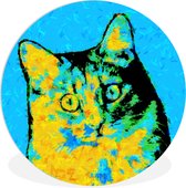 WallCircle - Wandcirkel ⌀ 90 - Kattenportret - Ronde schilderijen woonkamer - Wandbord rond - Muurdecoratie cirkel - Kamer decoratie binnen - Wanddecoratie muurcirkel - Woonaccessoires