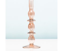 PT Glaskunst Bubbels Kandelaar - Groot/roze